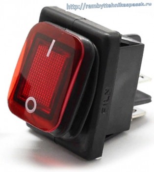 Электрический перекидной выключатель одноклавишный с подсветкой ВКЛ-ВЫКЛ, красный 30 А 250 В, влагозащищенный ip67