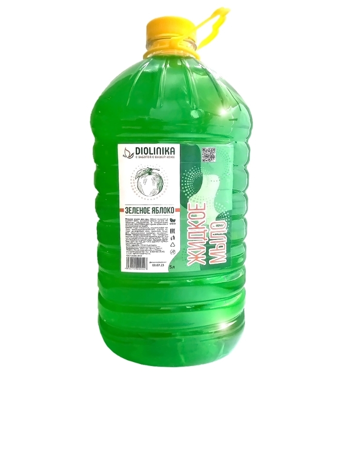 Жидкое мыло 5 литров Зеленое яблоко Diolinika